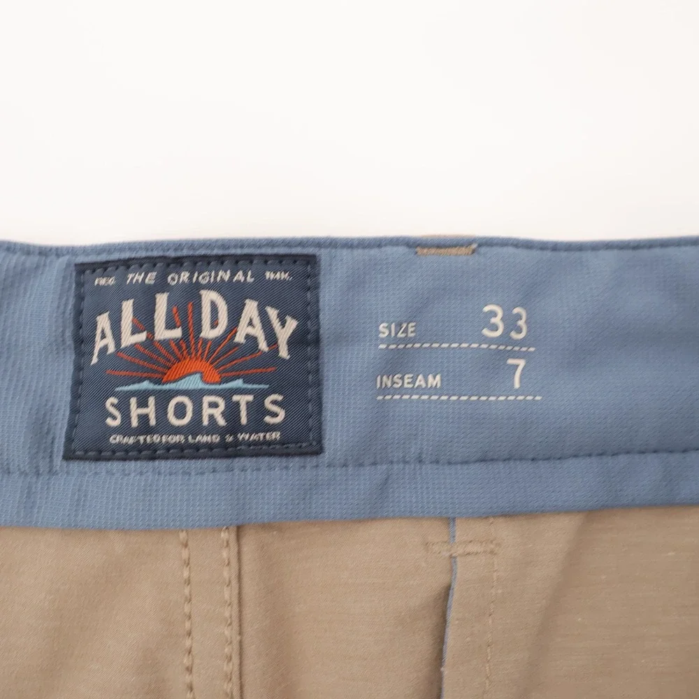Faherty All Day Hybrid Shorts Khaki  Mens 33